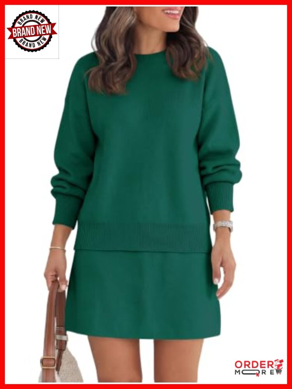 Womens Oversized Knit Sweater Mini Skirt Set 2 Piece Fall Casual Outfit